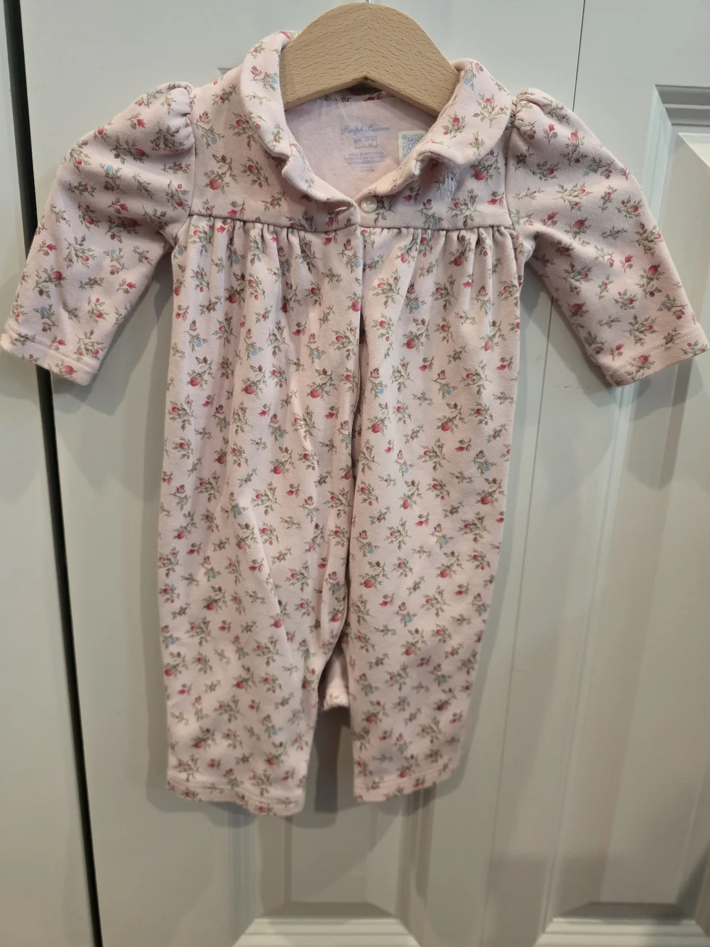 Ralph Lauren Pink Floral Long-Sleeve Baby One-Piece